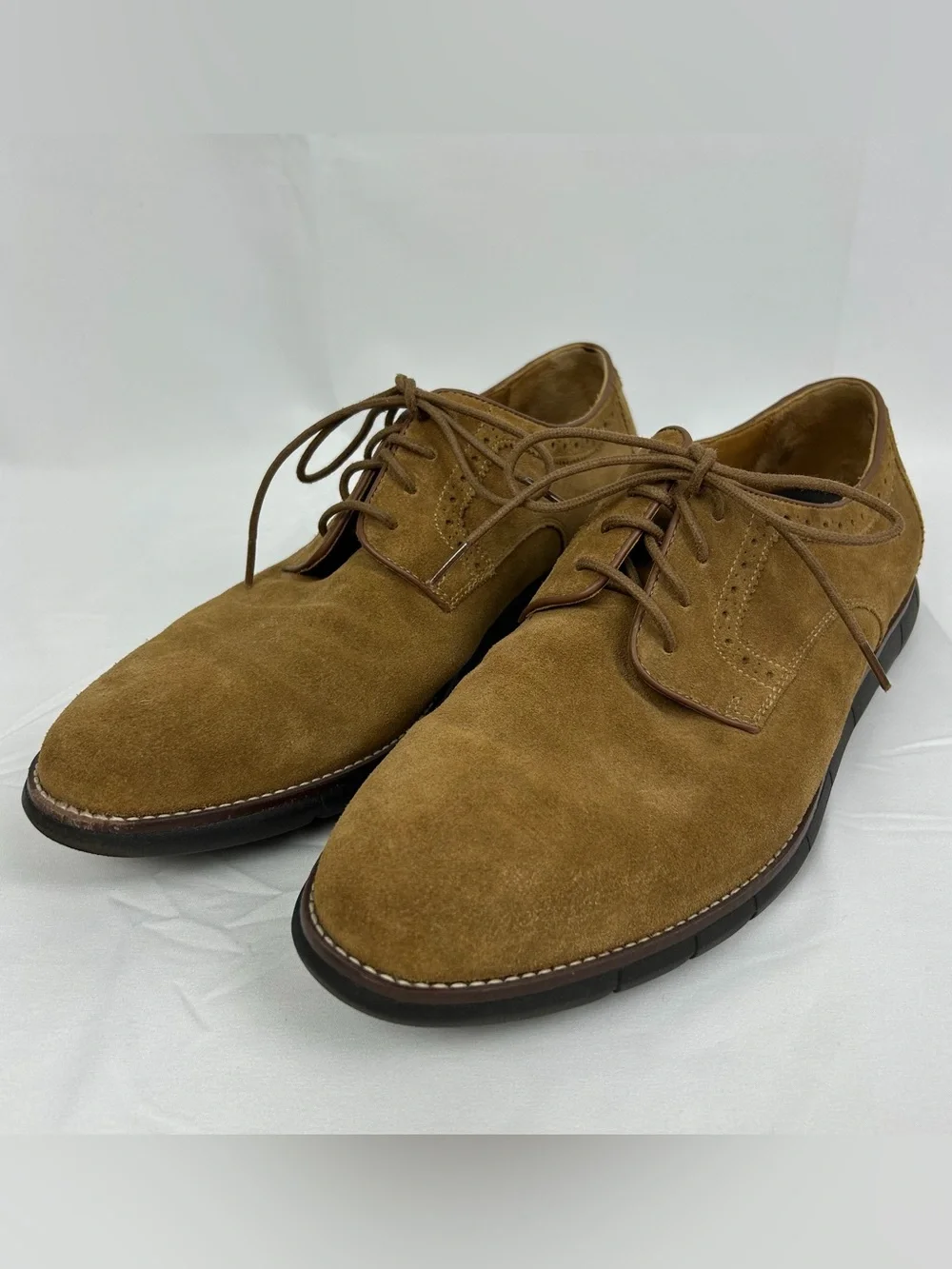 Johnston & Murphy Sheepskin Suede Oxford Shoes Memory Foam Insole Men’s 12 Brown